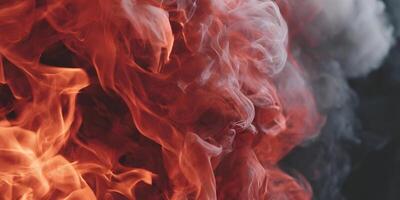 Abstract Red and White Smoke Overlay Dark Background Fiery Texture Burning Effect photo