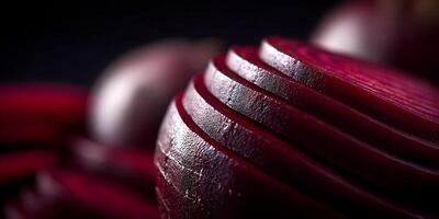 Closeup Red Beetroot Slices Dark Background Food Photography photo