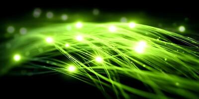 Abstract Green Fiber Optics Network Glowing Lines Background photo