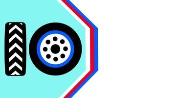Detailed image of tire and brake mechanism with a color gradient, focusing on auto repair, braking systems, or mechanical illustration video