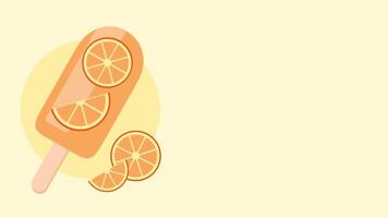 Playful orange-flavored ice creams with citrus slices, combining summer treats and colorful illustration in a delightful design video