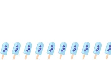 Blueberry popsicles neatly aligned in rows across a white background, offering a clean and modern pattern for refreshing design concepts video