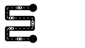 A minimalistic car path design showing a clear and direct route layout with turn indicators, ideal for basic navigation systems video