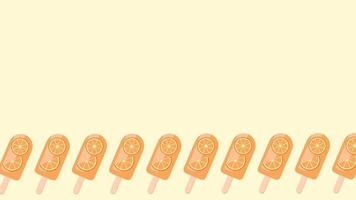 Line of orange popsicles on a pale background forming a neat, minimalist composition ideal for themes of simplicity and refreshing delight video