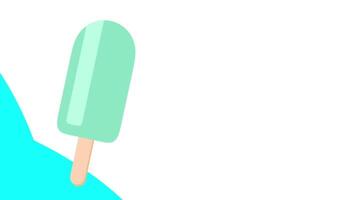 Single mint-colored popsicle on a white background, highlighting a minimalist and refreshing approach to frozen treat design and illustration video