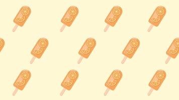 Repeating peach popsicles on a light background showcasing a bright, fruity, and fun frozen treat pattern for summer-themed design elements video