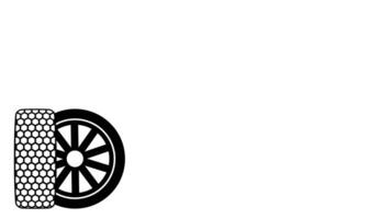 Minimalistic design showing a single vehicle tire and rim, emphasizing car parts or mechanical elements in a clean layout video