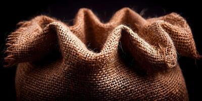 Brown Burlap Sack Close Up Texture Rustic Fabric Background photo