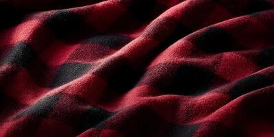 Red Black Buffalo Plaid Flannel Fabric Texture Close Up photo
