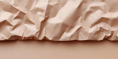 Brown Crumpled Paper Texture Background Neutral Beige Color photo