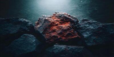 Dark Blue and Red Volcanic Rocks Texture Background Image photo