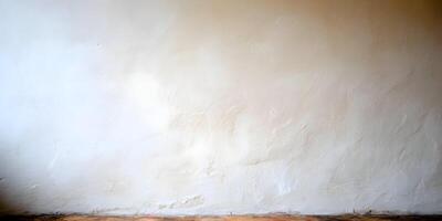 White Plaster Wall Texture Background with Wooden Baseboard photo