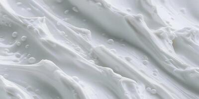 White Cream Texture with Air Bubbles Close Up Detailed Swirled Cosmetic Product Background photo