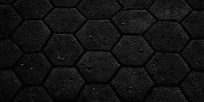 Dark Hexagon Pattern Texture Background Black Honeycomb Design photo