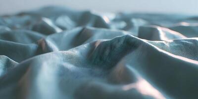 Abstract Blue Fabric Texture Close Up Draped Soft Waves Elegant Smooth Surface Background photo