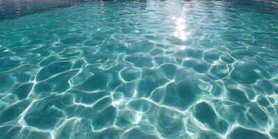 Sunlight Reflecting on Clear Teal Water Surface Ripples Texture Background photo