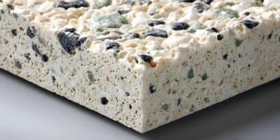 Closeup Beige Aggregate Sample with Black and Green Stones photo