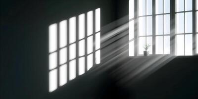 Sunbeams Through Window Plant Shadow Interior Room Sunlight photo