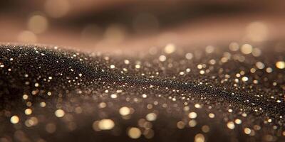 Brown Sparkling Glitter Texture with Golden Shimmer and Bokeh Lights photo