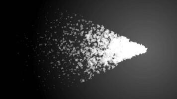 Prismatic Triangle Particle Explosion Animation with Dynamic Tetrahedron Dispersion on Gradient Background in Futuristic Slow Motion video