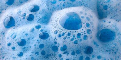 Blue Soap Foam Bubbles Texture Background Closeup photo