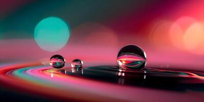 Water Drops on Colorful Surface Abstract Macro Photography photo