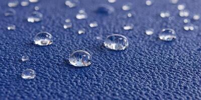 Water Droplets on Blue Textured Surface Closeup Macro Photography photo