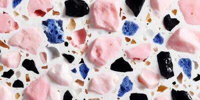 Pink Blue Black Terrazzo Texture Background Image photo