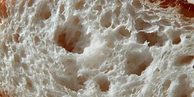 Closeup Bread Crumb Texture Detailed White Bread Loaf Slice Macro Photography photo