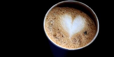 Coffee Cup Latte Art Heart Shape Brown Foam Drink Beverage photo