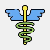 Icon aesculapius. Medical elements. Icon in filled line style. vector