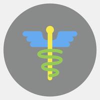 Icon aesculapius. Medical elements. Icon in color mate style. vector