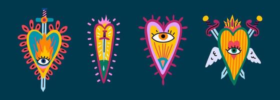 Colorful sacred heart illustrations vector