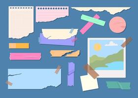 Cartoon Color Different Torn Paper and Photography for Collage Set vector