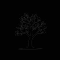 Tree in continuous line art drawing style. Giant and powerful tree black linear design isolated on white background. vector