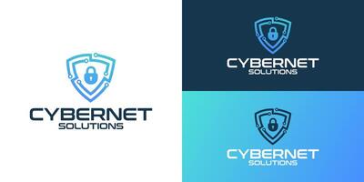 Elegant Cybersecurity Logo with Abstract Shield Icon vector