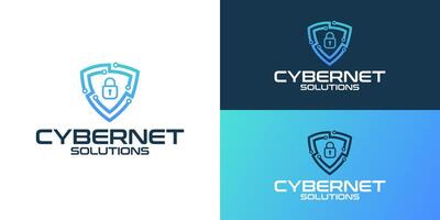 Minimal Cybersecurity Logo with Abstract Shield Icon vector