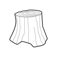 Simple Black and White Illustration of a Tree Stump with Annual Rings Visible vector