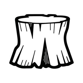 Black and White Illustration of a Tree Stump with Sharp Edges and Rough Texture vector