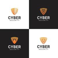 Modern and Minimal Cyber Security Logo Icon. Digital Cyber Security Logo Template. vector