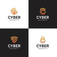 Modern and Simple C Letter Cyber Security Logo Icon. Digital Cyber Security Logo Template. vector