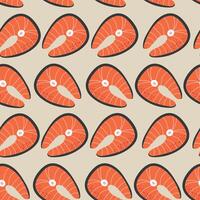 Tuna salmon red fish stake seamless pattern background for packaging and decoration. Eco healthy food concept. vector