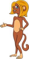 funny cartoon female monkey primate animal character vector