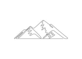 Abstract mountain range landscape in continuous line drawing style. Minimalist mountain in black linear sketch isolated on white background vector