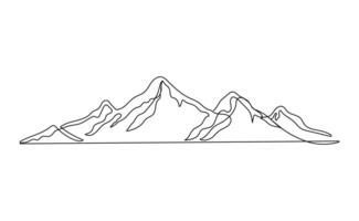 Abstract mountain range landscape in continuous line drawing style. Minimalist mountain in black linear sketch isolated on white background. vector