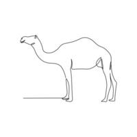 Camel in continuous line drawing style. Animal in black linear sketch isolated on white background.. vector