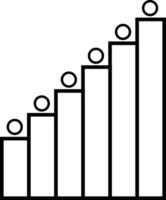Abstract representation of increasing bars with circles on top symbolizing growth and progress vector