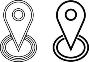 Two stylized location pin icons with concentric circles indicating a point of interest or destination vector