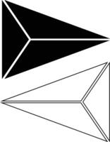Geometric abstract shapes a solid black triangle above an outline triangle vector