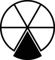 Abstract geometric design featuring a black triangle within a divided circle vector